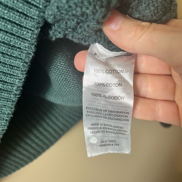 Ben Sherman Green Cable Knit Crewneck Cotton Sweater Size Large Fisherman - Picture 5 of 6